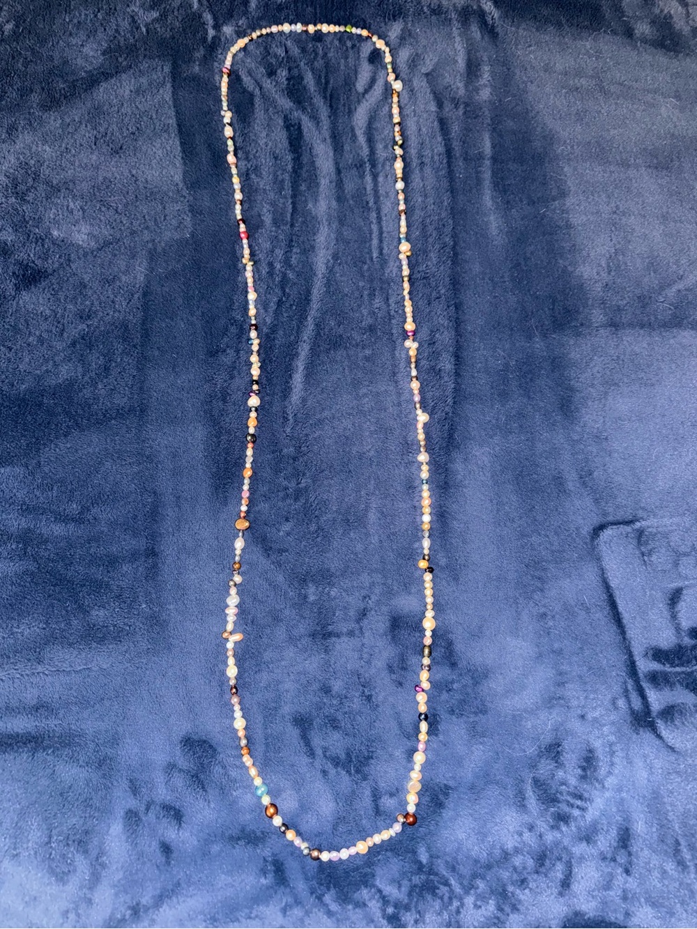 Genuine Baroque Freshwater Pearl Long Strand Necklace • Multicolor Mixed Media - Picture 2 of 3